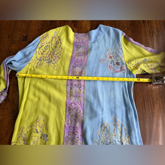 Soft Surroundings Womens M Carnival Batik Topper Tunic Blue Green Boho FLAWS* - Picture 12 of 12